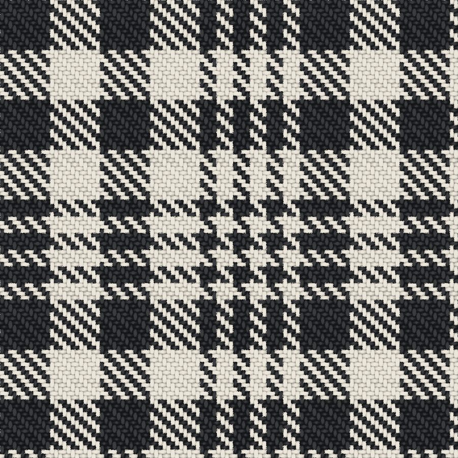 Glen check woven thread by thread in 2/2 twill, drawn by the Sett engine