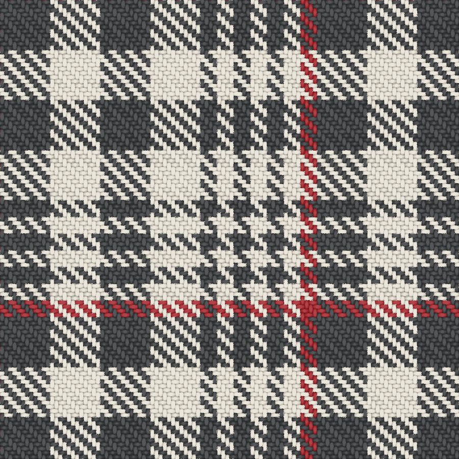 Prince of Wales check woven thread by thread in 2/2 twill, drawn by the Sett engine