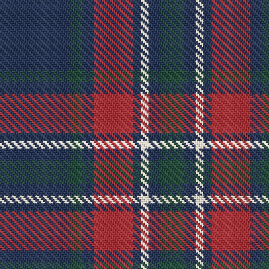 A navy, green and red tartan woven thread by thread by the Sett engine