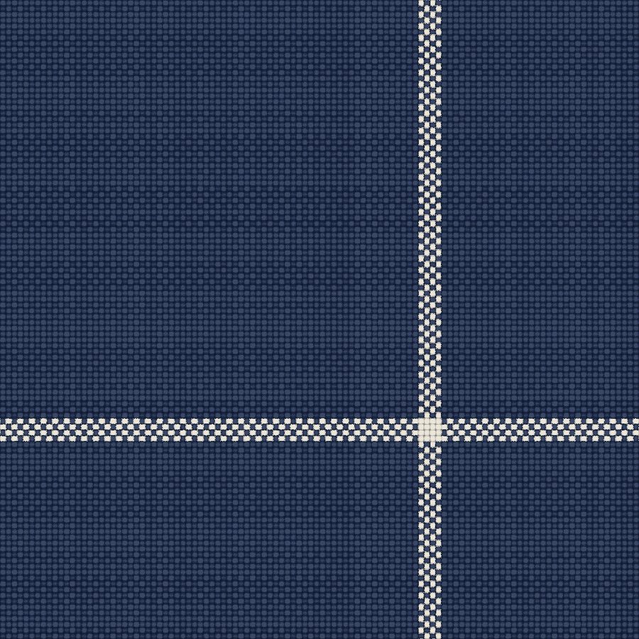Windowpane check woven thread by thread in plain weave, drawn by the Sett engine