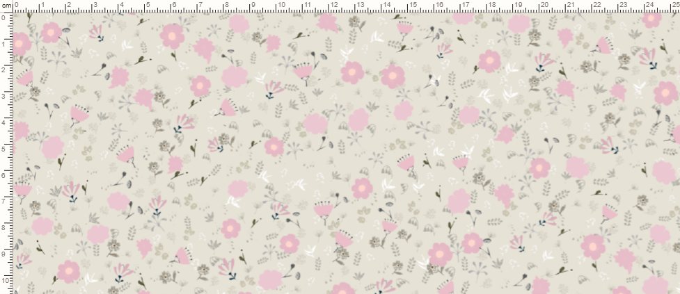 The same kind of floral repeat shown across a wider strip, so the tiling can be seen