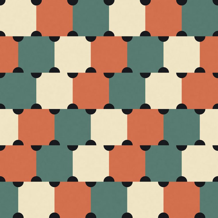 The same quatrefoil pattern in a brick repeat: every other row is shifted sideways by half a tile, like courses of brickwork