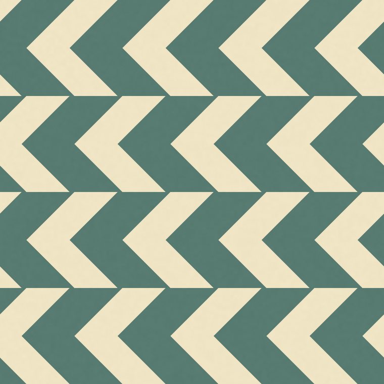 The same chevron band pattern in a brick repeat, each course of zigzags shifted sideways by half a tile